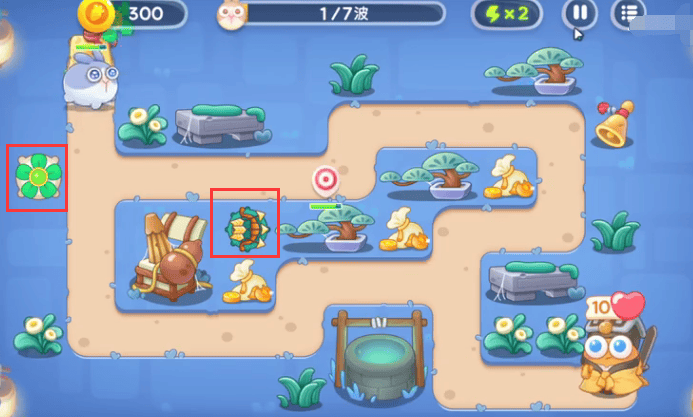 保卫萝卜4阿波道长第10关无道具金萝卜全清攻略 - 游戏熊