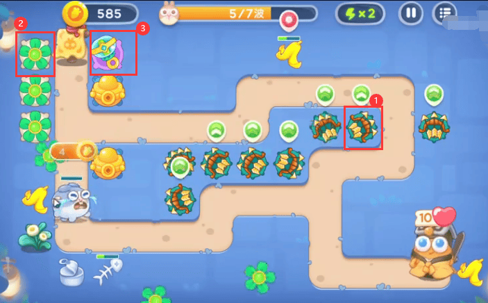 保卫萝卜4阿波道长第10关无道具金萝卜全清攻略 - 游戏熊