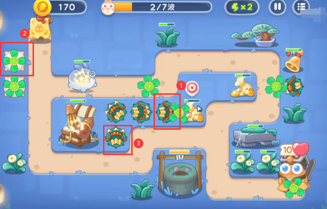 保卫萝卜4阿波道长第10关无道具金萝卜全清攻略 - 游戏熊