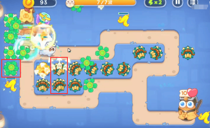 保卫萝卜4阿波道长第10关无道具金萝卜全清攻略 - 游戏熊