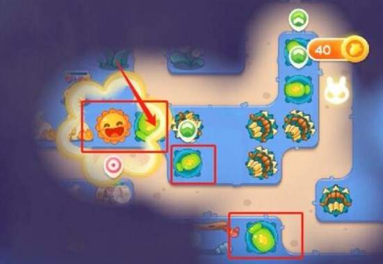 保卫萝卜4阿波道长第17关无道具金萝卜全清攻略 - 游戏熊