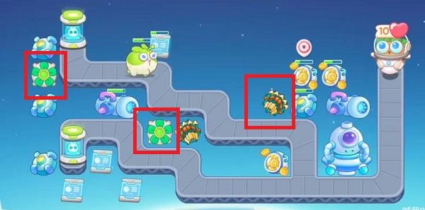 保卫萝卜4太空穿越第1关无道具金萝卜全清攻略 - 游戏熊