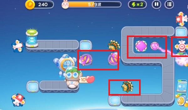 保卫萝卜4太空穿越第32关无道具金萝卜全清攻略 - 游戏熊