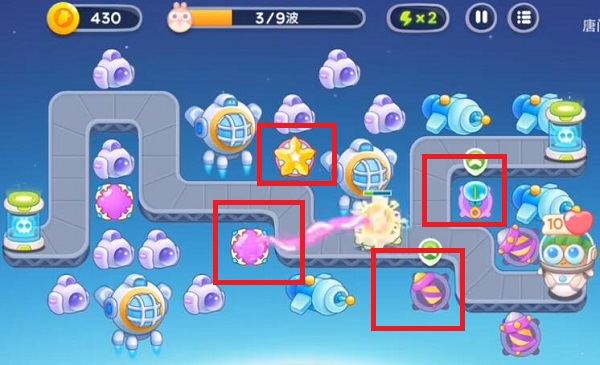 保卫萝卜4太空穿越第42关无道具金萝卜全清攻略 - 游戏熊