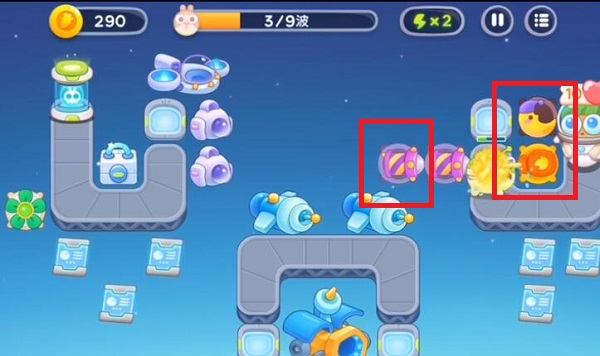 保卫萝卜4太空穿越第43关无道具金萝卜全清攻略 - 游戏熊