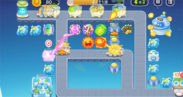 保卫萝卜4太空穿越第45关无道具金萝卜全清攻略 - 游戏熊