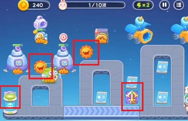 保卫萝卜4太空穿越第52关无道具金萝卜全清攻略 - 游戏熊