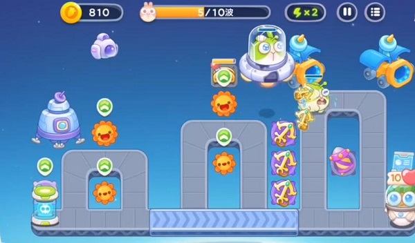 保卫萝卜4太空穿越第52关无道具金萝卜全清攻略 - 游戏熊