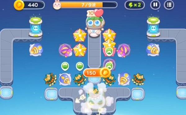 保卫萝卜4太空穿越第54关无道具金萝卜全清攻略 - 游戏熊