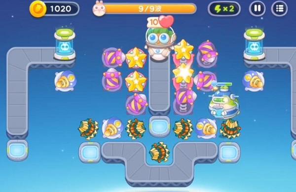 保卫萝卜4太空穿越第54关无道具金萝卜全清攻略 - 游戏熊