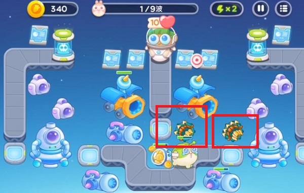 保卫萝卜4太空穿越第54关无道具金萝卜全清攻略 - 游戏熊