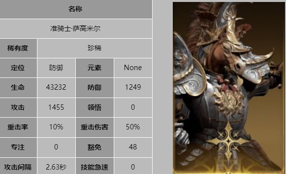 龙息神寂准骑士萨高米尔技能介绍 - 游戏熊